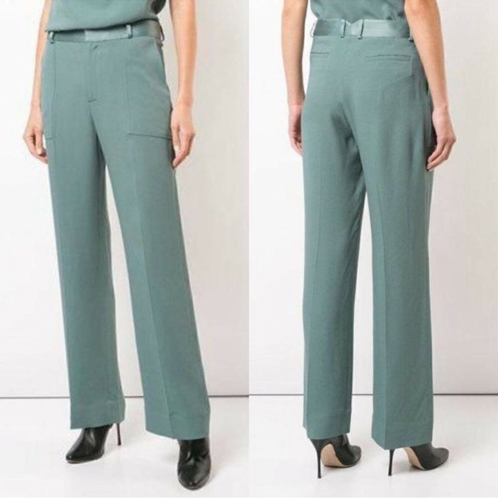 Nomia Patch Pocket Trouser Viridian Green Straight Leg Dress Pants 8